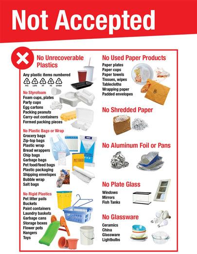 Graphic for not accepted recycleables