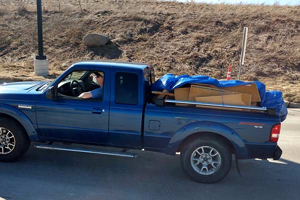 Truck full of load and covered