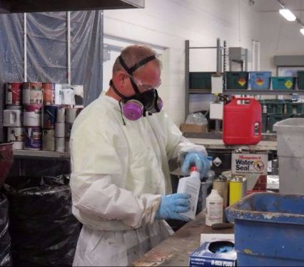 Drop off hazardous materials inside the Resource Recovery building