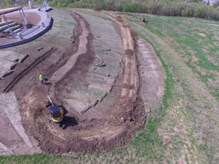 Aerial view of trail construction Aerial view of trail construction