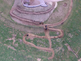 Aerial view of trail construction Aerial view of trail construction