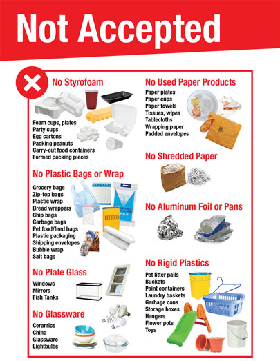 Graphic for not accepted recycleables